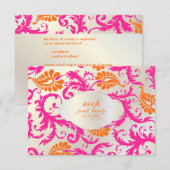 PixDezines pavo damask/tangerine+roze RSVP Kaartje (Voorkant / Achterkant)