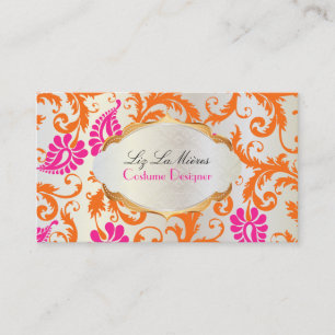 PixDezines pavo damask/tangerine tago+passion roze Visitekaartje