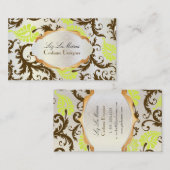 PixDezines pavo damast/chocola+limoen Visitekaartje (Voorkant / Achterkant)