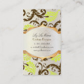 PixDezines pavo damast/chocola+limoen Visitekaartje (Achterkant)