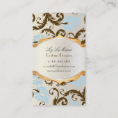 PixDezines pavo damast/chocolade+blauw Visitekaartje (Achterkant)