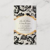 PixDezines pavo damast/zwart+parel Visitekaartje (Achterkant)