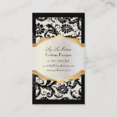 PixDezines pavo damast/zwart+parel Visitekaartje (Achterkant)