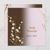 PixDezines Peach Sakura, huwelijksuitnodigingen Kaart (Voorkant / Achterkant)