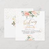 PixDezines Peach Waterverf Flowers Christening Kaart (Voorkant / Achterkant)