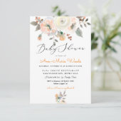 PixDezines Peaches+Cream Waterverf Baby shower Kaart (Staand voorkant)