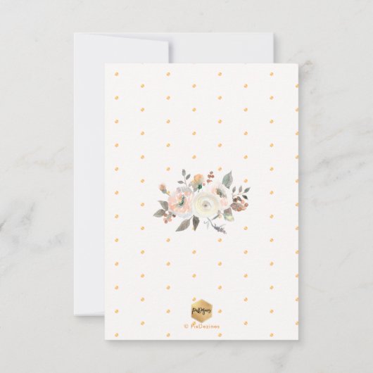 PixDezines Peaches+Cream Waterverf Baby shower Kaart (Achterkant)