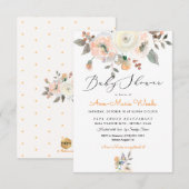 PixDezines Peaches+Cream Waterverf Baby shower Kaart (Voorkant / Achterkant)