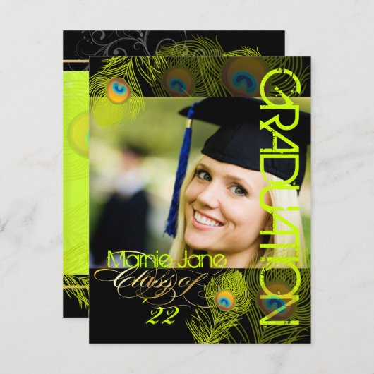 PixDezines Peacock, 2012 Graduation, diy backgroun Kaart (Voorkant / Achterkant)