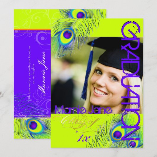 PixDezines Peacock, 2013 Afstuderen/dij achtergron Kaart (Voorkant / Achterkant)