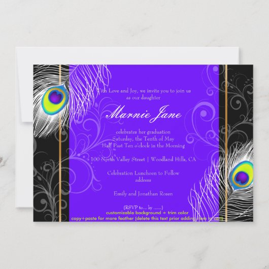 PixDezines Peacock Afstuderen/DIY achtergrond Kaart (Achterkant)