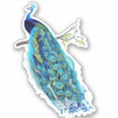 PixDezines  Peacock Aqua Blue+Gold Sticker (Voorkant)