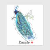 PixDezines Peacock Aqua Blue+Gold Sticker (Vel)