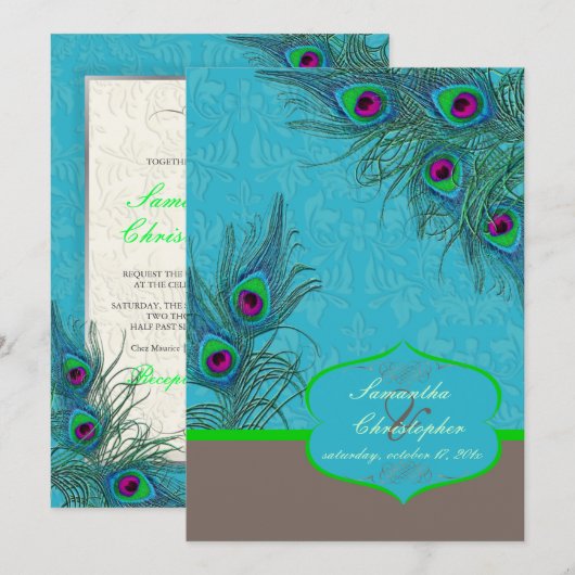 PixDezines Peacock Charm Kaart (Voorkant / Achterkant)