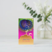 PixDezines Peacock eye+filigree swirls Visitekaartje (Staand voorkant)