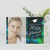 PixDezines Peacock Feather Afstuderen Kaart (Staand voorkant)