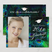 PixDezines Peacock Feather Afstuderen Kaart (Voorkant / Achterkant)