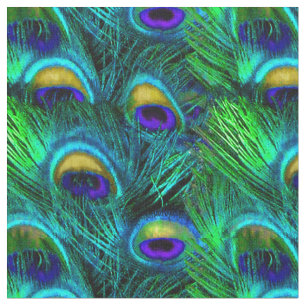 PixDezines Peacock Feather/Cobalt/Aqua Stof