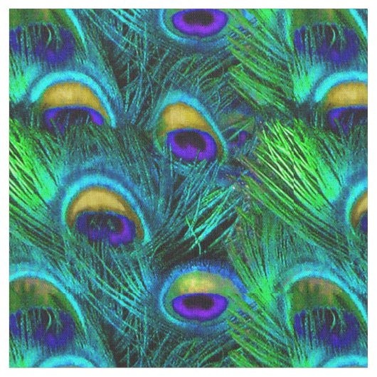 PixDezines Peacock Feather/Cobalt/Aqua Stof (Close Up)