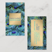 PixDezines Peacock Feather/Cobalt/Aqua Visitekaartje (Voorkant / Achterkant)