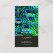 PixDezines PEACOCK FEATHER/COBALT/AQUA Visitekaartje (Achterkant)