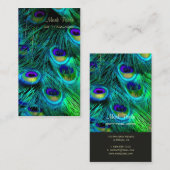 PixDezines PEACOCK FEATHER/COBALT/AQUA Visitekaartje (Voorkant / Achterkant)