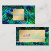 PixDezines Peacock Feather/Cobalt/Aqua Visitekaartje (Voorkant / Achterkant)