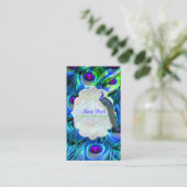 PixDezines Peacock Feather/Cobalt Blue Visitekaartje (Staand voorkant)