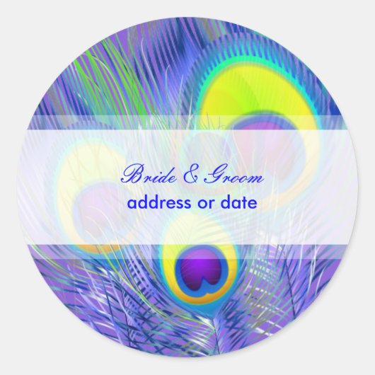 PixDezines Peacock Feather/diy achtergrond kleur Ronde Sticker (Voorkant)