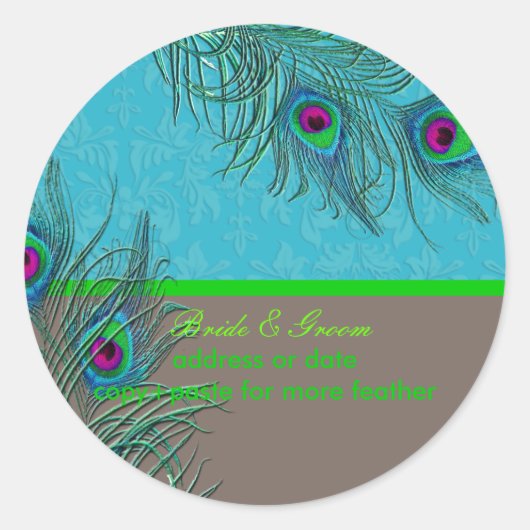 PixDezines Peacock Feather/diy achtergrond kleur Ronde Sticker (Voorkant)