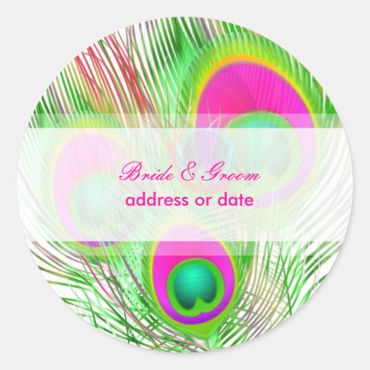 PixDezines Peacock Feather/diyfont's kleur Ronde Sticker (Voorkant)