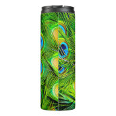 PixDezines Peacock Feather Electric Lime Green Thermosbeker (Achterkant)