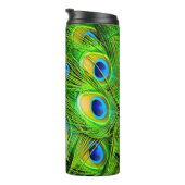PixDezines Peacock Feather Electric Lime Green Thermosbeker (Geroteerd rechts)