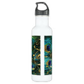 PixDezines Peacock Feather+filigraan wervelingen Waterfles (Achterkant)