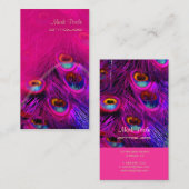 PIXDEZINES PEACOCK FEATHER/HOT PINK VISITEKAARTJE (Voorkant / Achterkant)