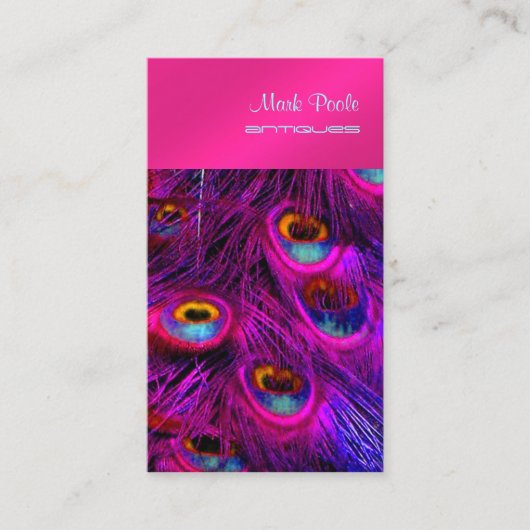PixDezines Peacock Feather/Psychedelic Fuschia Visitekaartje (Voorkant)