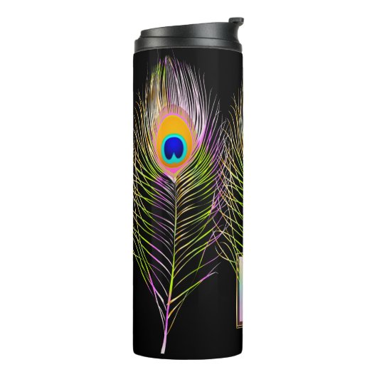 PixDezines Peacock Feather Thermosbeker (Gedraaid links)