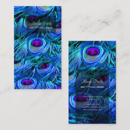 PixDezines Peacock Feather Visitekaartje (Voorkant / Achterkant)