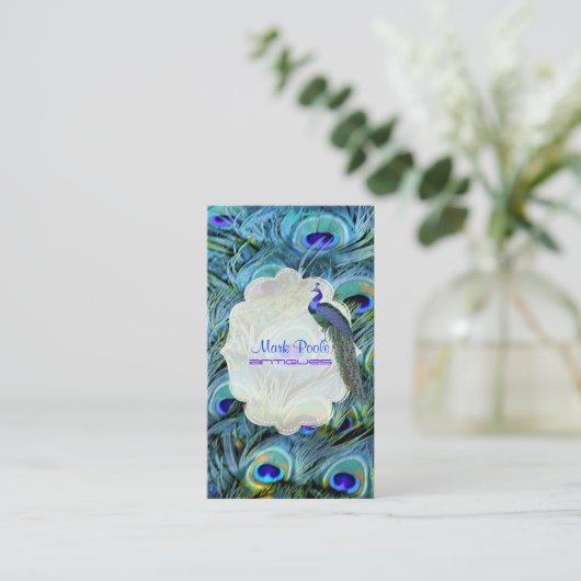 PixDezines Peacock Feather Visitekaartje (Staand voorkant)