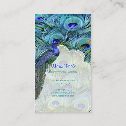 PixDezines Peacock Feather Visitekaartje (Achterkant)