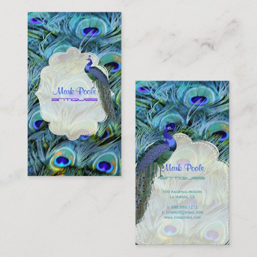 PixDezines Peacock Feather Visitekaartje (Voorkant / Achterkant)