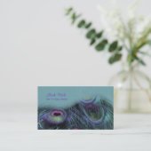 PixDezines Peacock feather visitekaartjes (Staand voorkant)