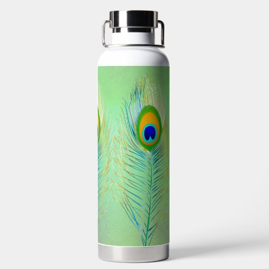 PixDezines Peacock Feather Waterfles (Achterkant)
