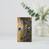 PixDezines Peacock+filigraan wervelingen Visitekaartje (Staand voorkant)