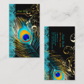 PixDezines Peacock+filigree+lace/diy background Visitekaartje (Voorkant / Achterkant)