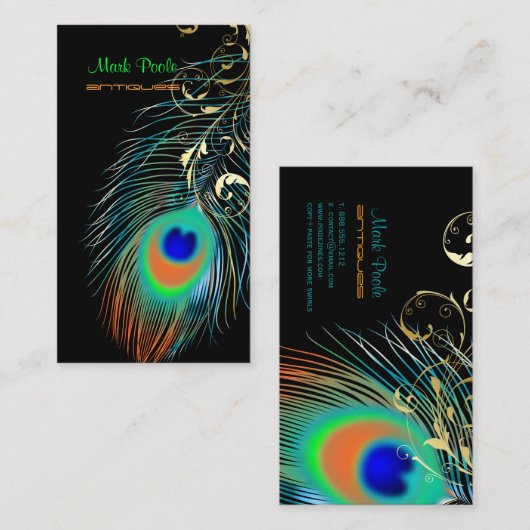 PixDezines Peacock+filigree zwirls/dij achtergrond Visitekaartje (Voorkant / Achterkant)