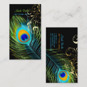 PixDezines Peacock+filigree zwirls/dij achtergrond Visitekaartje (Voorkant / Achterkant)