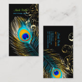 PixDezines Peacock+filigree zwirls/dij achtergrond Visitekaartje (Voorkant / Achterkant)