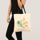 PixDezines Peacock Maid of Honor/Faux Gold Script Tote Bag (Voorkant (product))