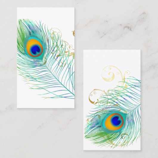 PixDezines PEACOCK PLUME+FILIGREE/DIY back-up Visitekaartje (Voorkant / Achterkant)